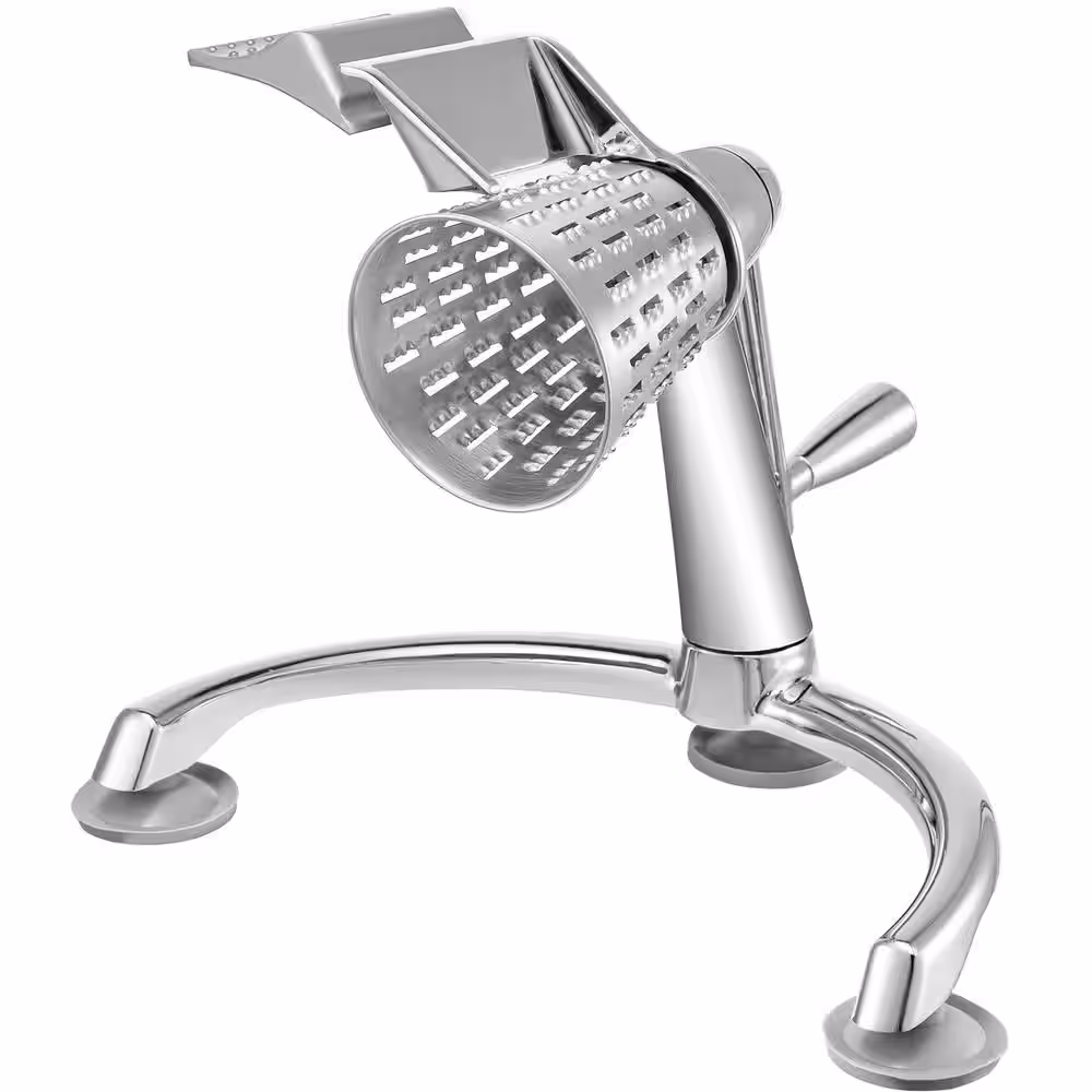 VEVOR Rotary Cheese Grater with 5-Cutting Cones Manual Cheese Mandoline Rotary Shredder with Suction Base and 2.5L Bowl