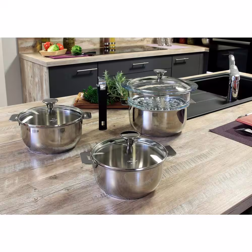Cristel Tulipe 8-Piece Stainless Steel Sauce Pan Set