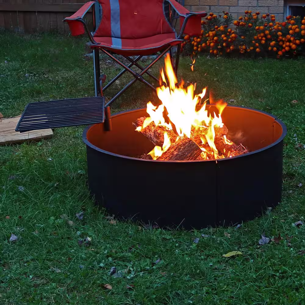 Sunnydaze Decor 36 in. Round Steel Wood Burning Fire Pit Kit with Rotating Cooking Grate