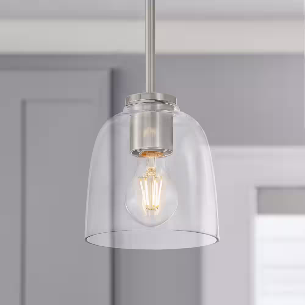 None 2-1/4 in. Fitter Clear Glass Dome Pendant Lamp Shade