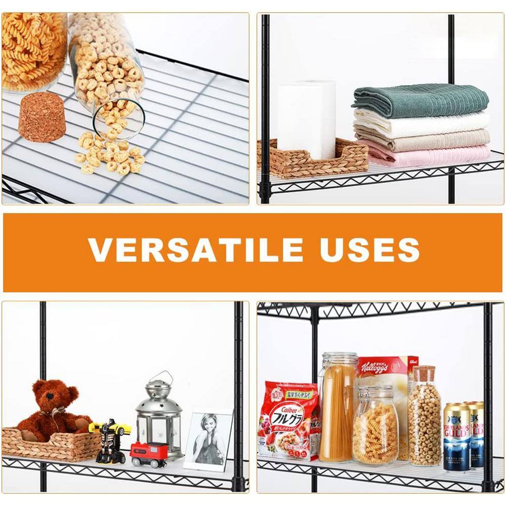 None Black 4-Tier Adjustable Metal Garage Storage Shelving Unit (23.6 in. W x 47 in. H x 14 in. D)