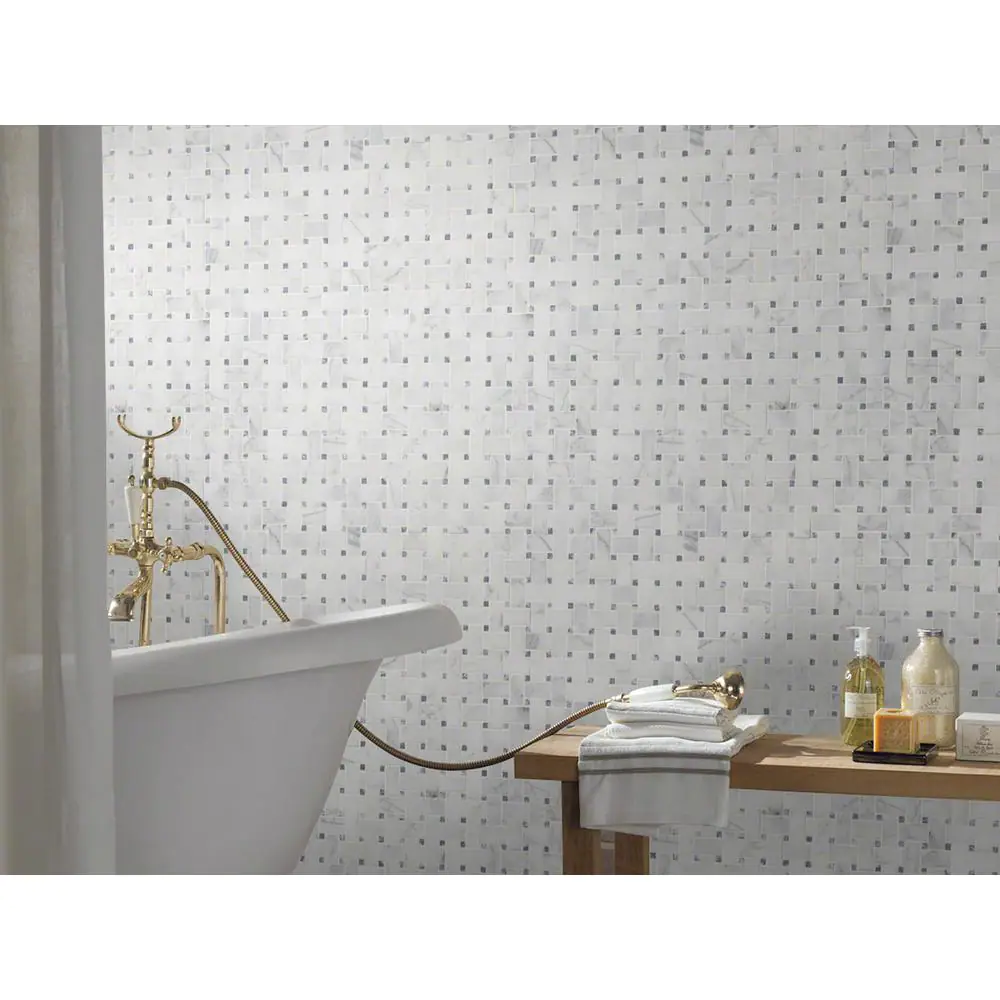 MSI Calacatta Cressa Basket Weave 11.38 in. x 12.38 in. Honed Marble Look Floor and Wall Tile (10 sq. ft./Case)