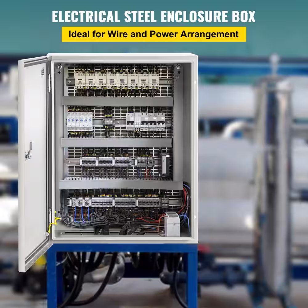 VEVOR Electrical Enclosure 20 in. x 16 in. x 8 in. Cabon Steel IP66 Nema 4X Electrical Junction Box with Mounting Plate