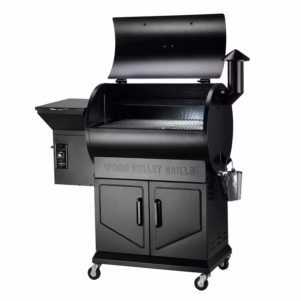 Z GRILLS 697 sq. in. Wood Pellet Grill and Smoker with cabinet storage PID, Black