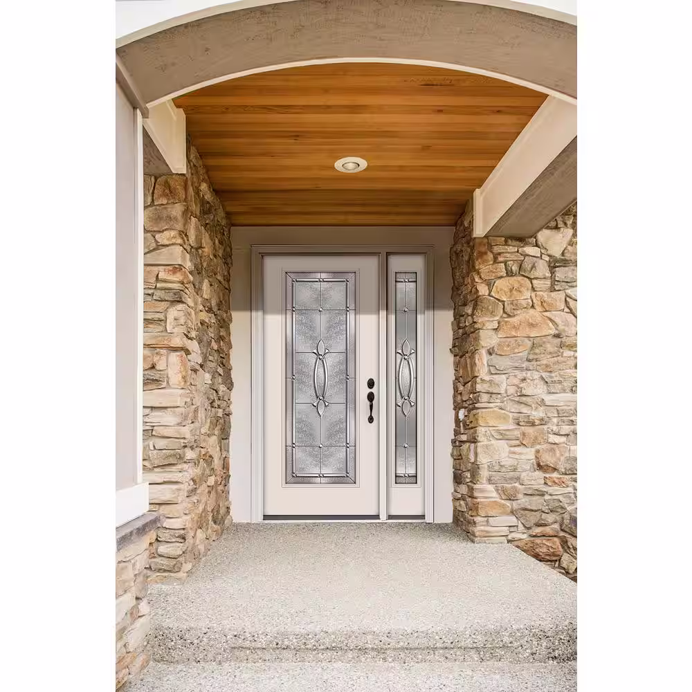 JELD-WEN 52 in. x 80 in. Full Lite Blakely Primed Steel Prehung Left-Hand Inswing Front Door with Right-Hand Sidelite