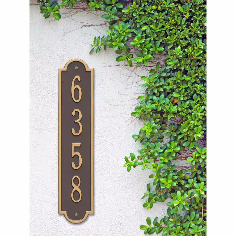 Whitehall Products Richmond Standard Rectangular Bronze/Gold Wall 1-Line Vertical Address Plaque