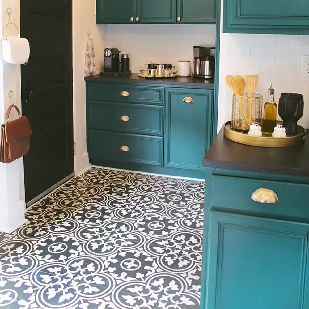 Merola Tile Arte Black 9-3/4 in. x 9-3/4 in. Porcelain Floor and Wall Tile (10.88 sq. ft./Case)