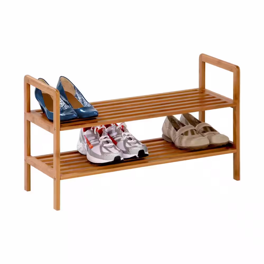 Honey-Can-Do 15.75 H 8-Pair Brown Bamboo Shoe Rack
