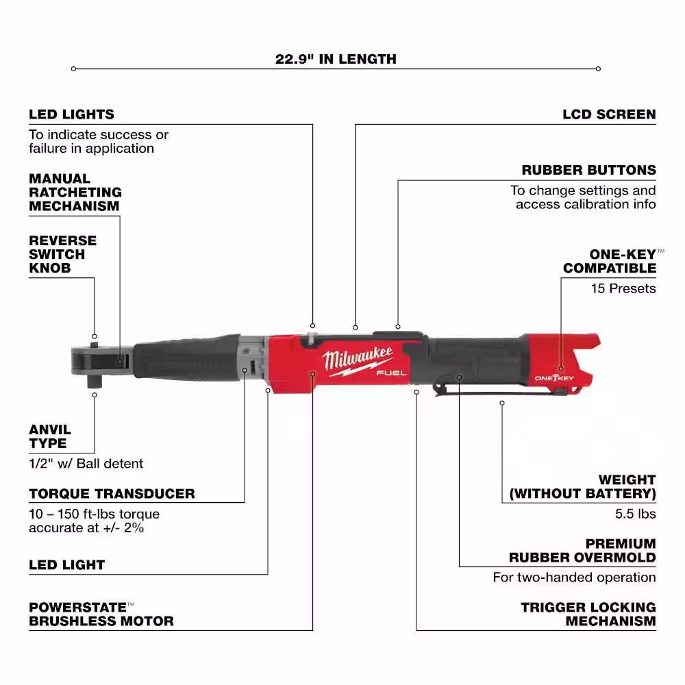 Milwaukee M12 FUEL One-Key 12-Volt Lithium-Ion Brushless Cordless 1/2 in. Digital Torque Wrench with 4.0 Ah Battery and Charger