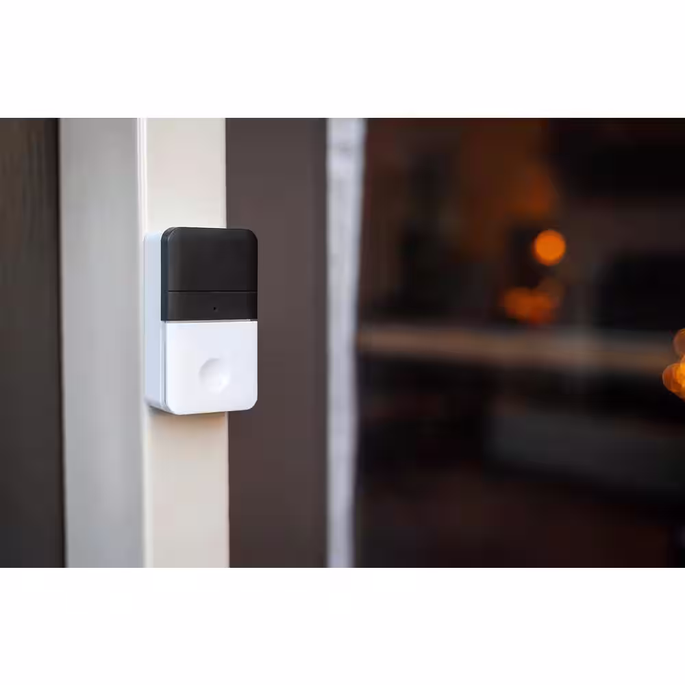 Hampton Bay Wireless Plug-In Doorbell Kit with LED Indicator and Wireless Push Button, White
