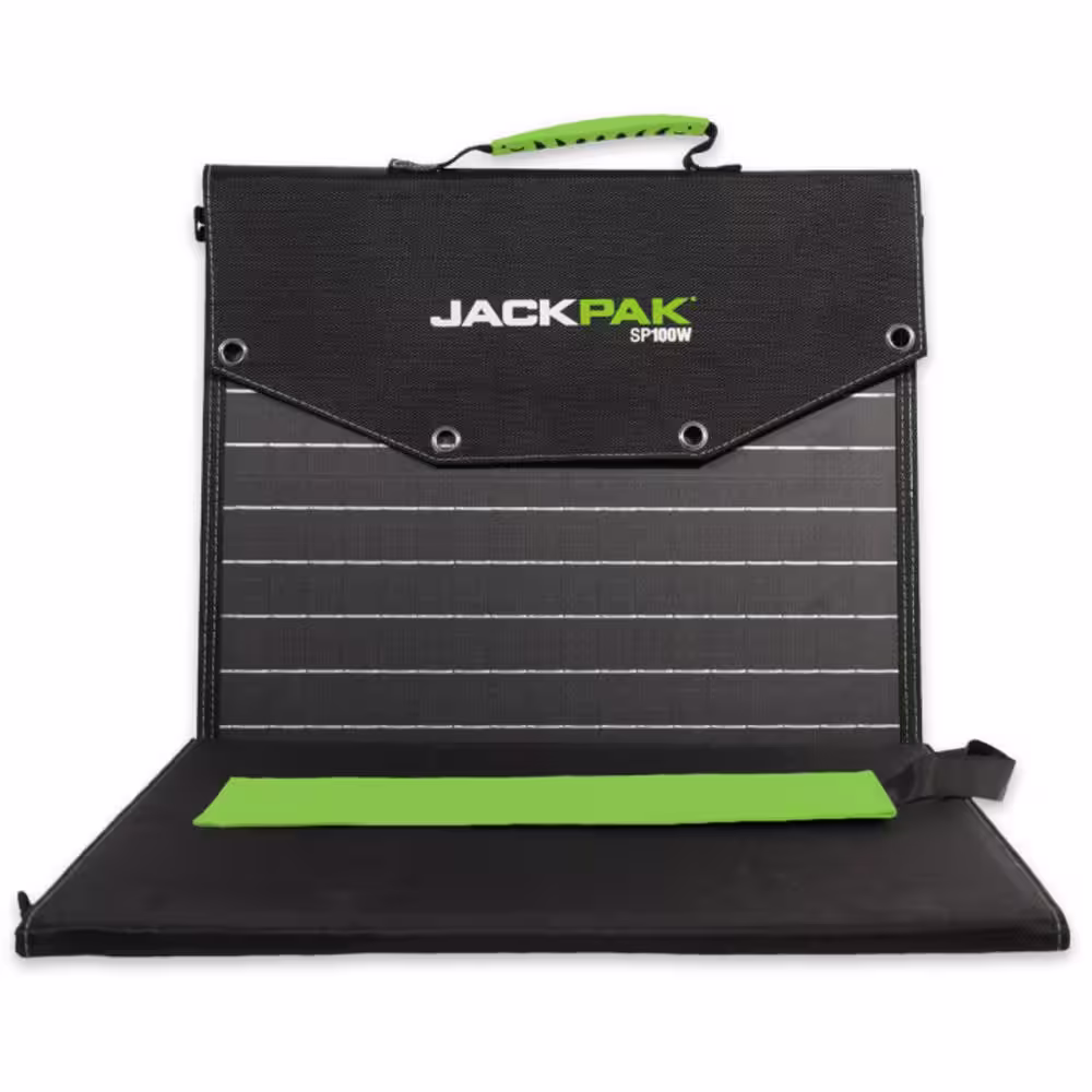 JACKPAK 100-Watt High-Performance Portable Foldable Portable Solar Panel Charger with Easy Storage, Kickstand, and Power Adapter