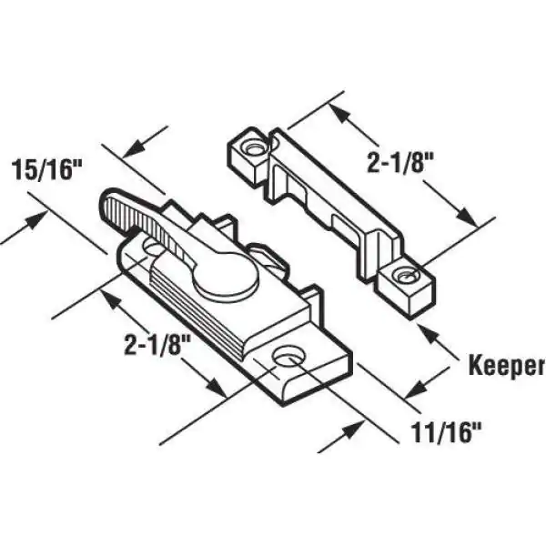 Prime-Line Window Sash Lock with Cam Action and Alignment Lugs, White Diecast