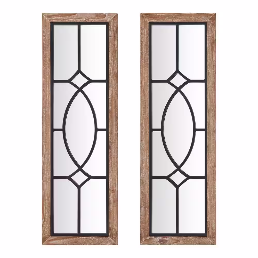 Home Decorators Collection Medium Farmhouse Rectangle Windowpane Mirror Set (Set of 2) (11 in. W x 35 in. H)