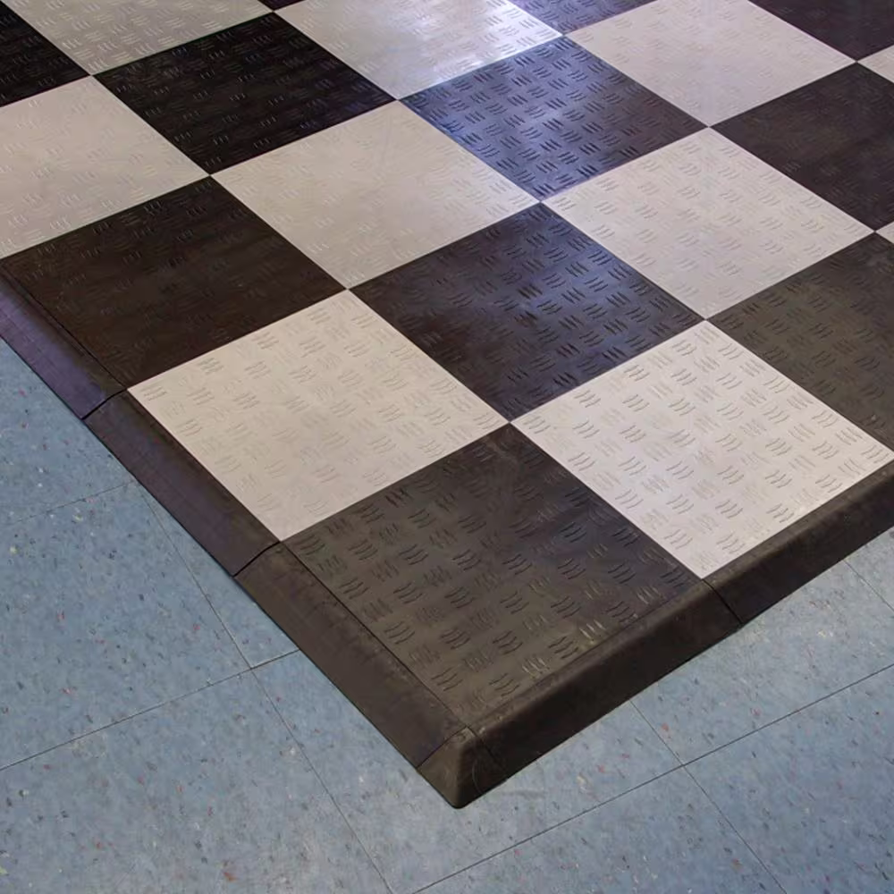 Greatmats Click Tile Black 2-3/8 in. x 12.14 in. x 5/8 in. Female Border Ramp with Loops (Case of 4)