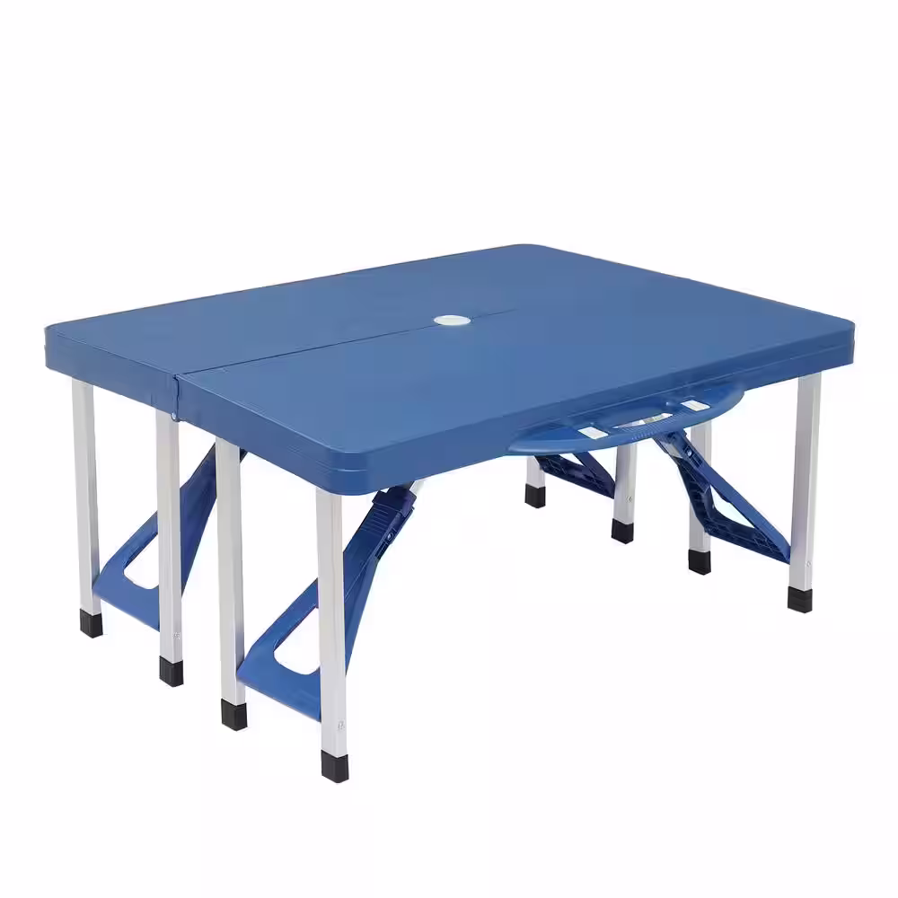 None Outdoor Siamese Plastic Folding Tables and Chairs-Plastic PS Thickening