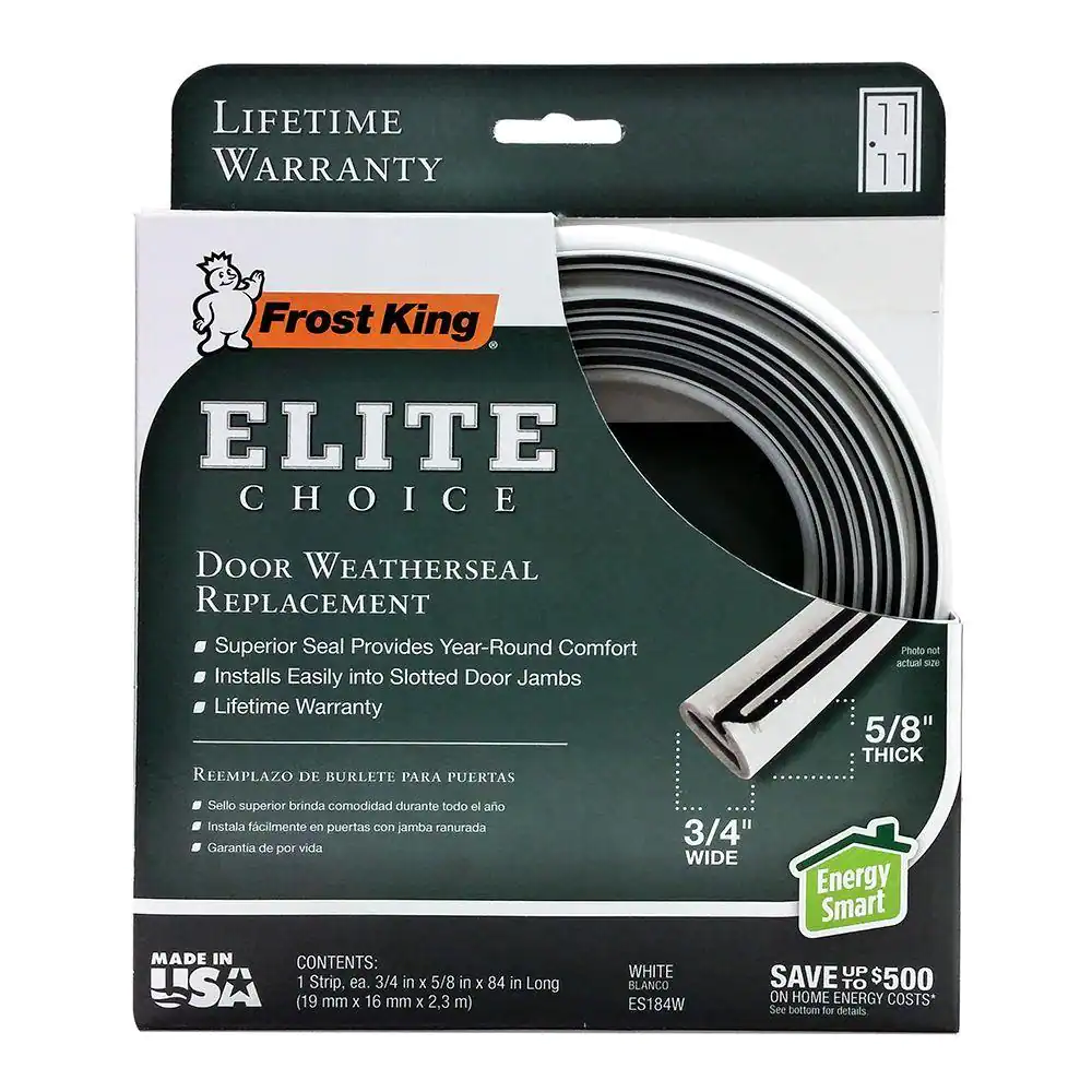 Frost King 3/4 in. x 1/2 in. x 84 in.White Elite Lifetime Door Weatherseal Replacement