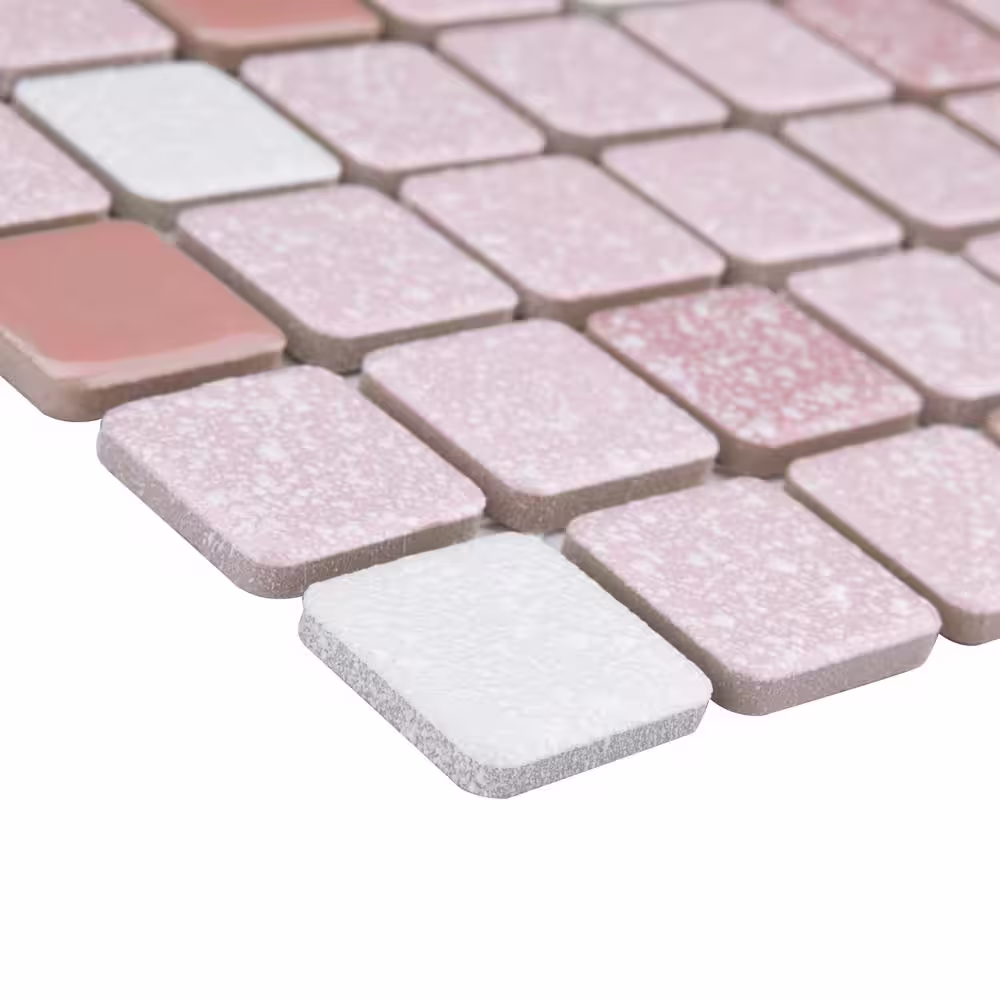 Merola Tile Crystalline Square Pink 11-3/4 in. x 11-3/4 in. Porcelain Mosaic Tile (9.8 sq. ft./Case)