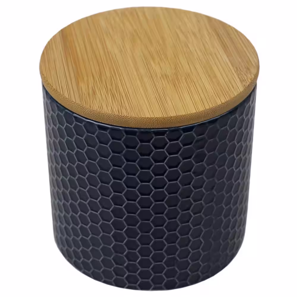 Home Basics Honeycomb Small Ceramic Canister, Navy