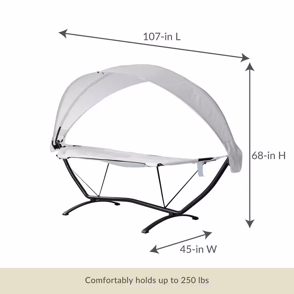 Island Retreat 8.925 ft. Sea Breeze Luxury Steel Frame Lounger Hammock Bed with Canopy