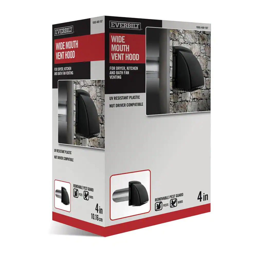 Everbilt 4 in. Wide Mouth Black Vent Hood
