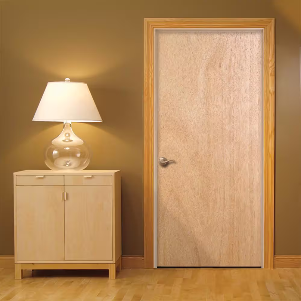 JELD-WEN Woodgrain Flush Unfinished Hardwood Single Prehung Interior Door