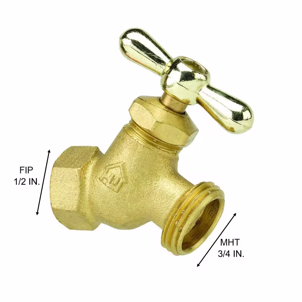 Everbilt 1/2 in. FIP x 3/4 in. MHT Brass No-Kink Hose Bibb Valve