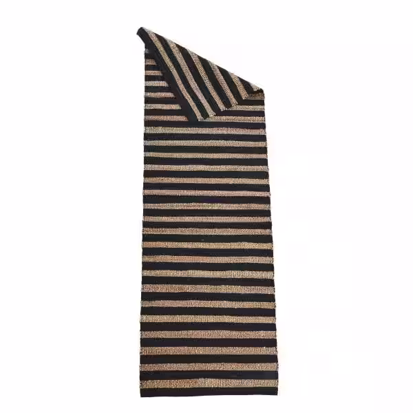 None 30 in. W x 96 in. L Blacks Striped Jute Cotton Table Runner