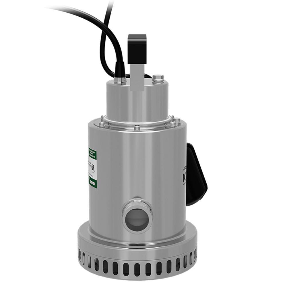 K2 PRO 1/2 HP Stainless Steel Sump Pump with Piggyback Tethered Switch