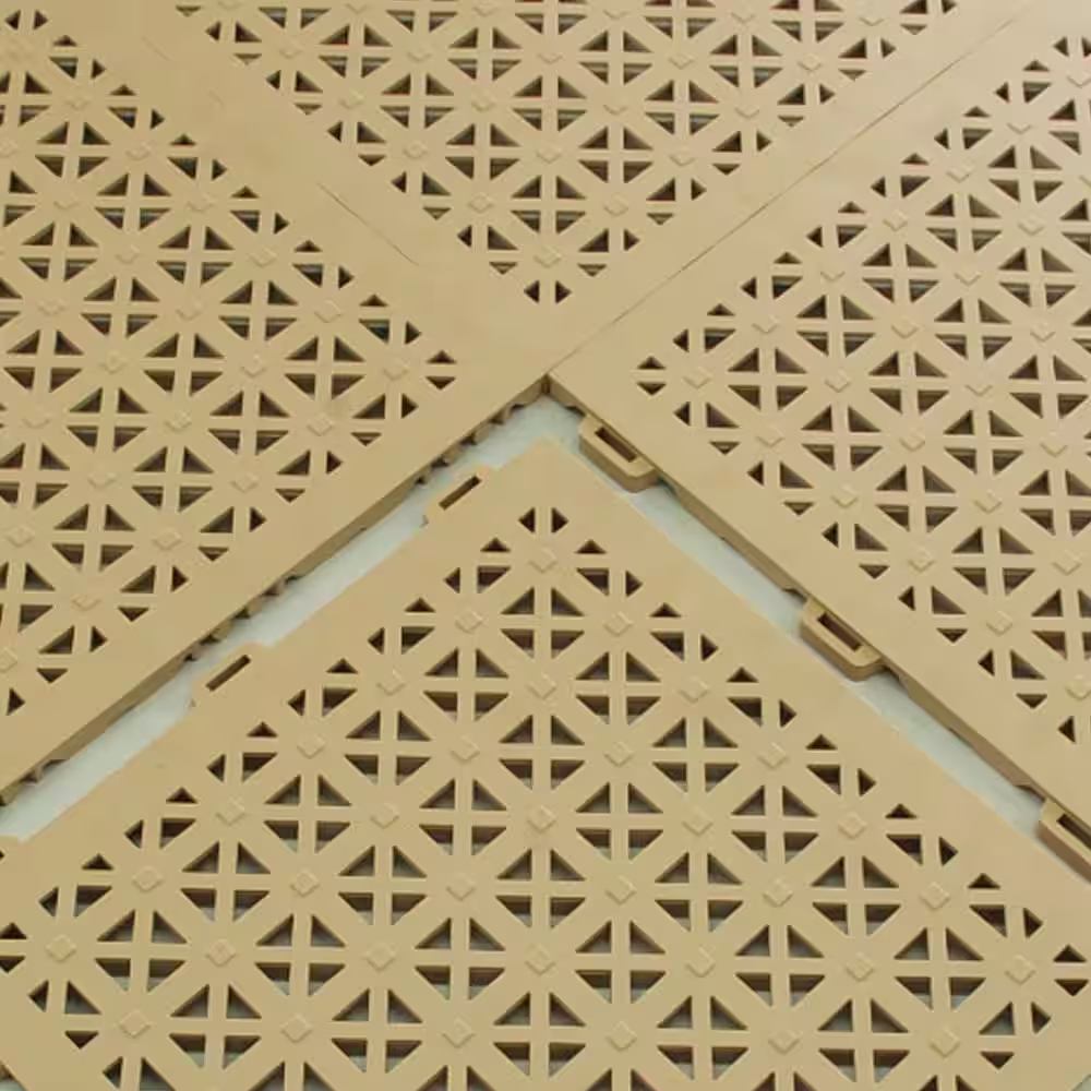 Greatmats StayLock Perforated Terra Cotta 12 in. x 12 in. x 0.56 in. PVC Plastic Interlocking Outdoor Floor Tile (Case of 26)