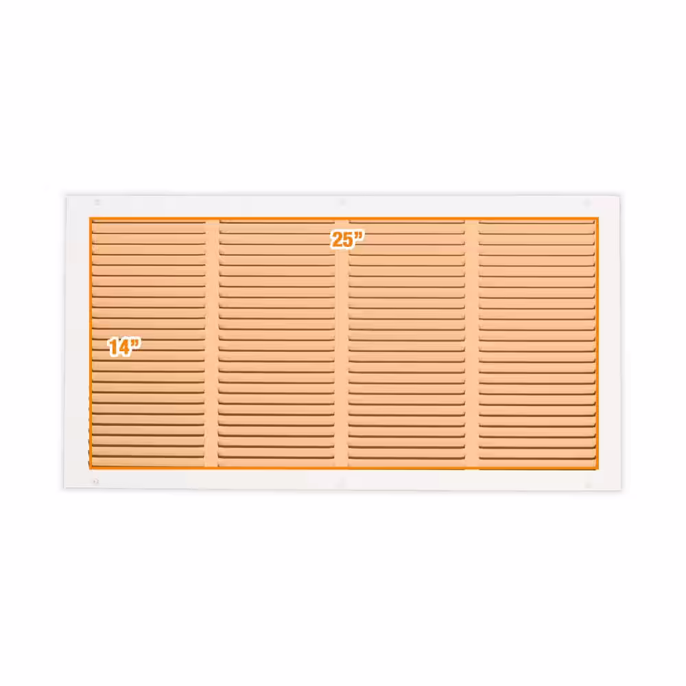Everbilt 25 in. x 14 in. Steel Return Air Grille in White