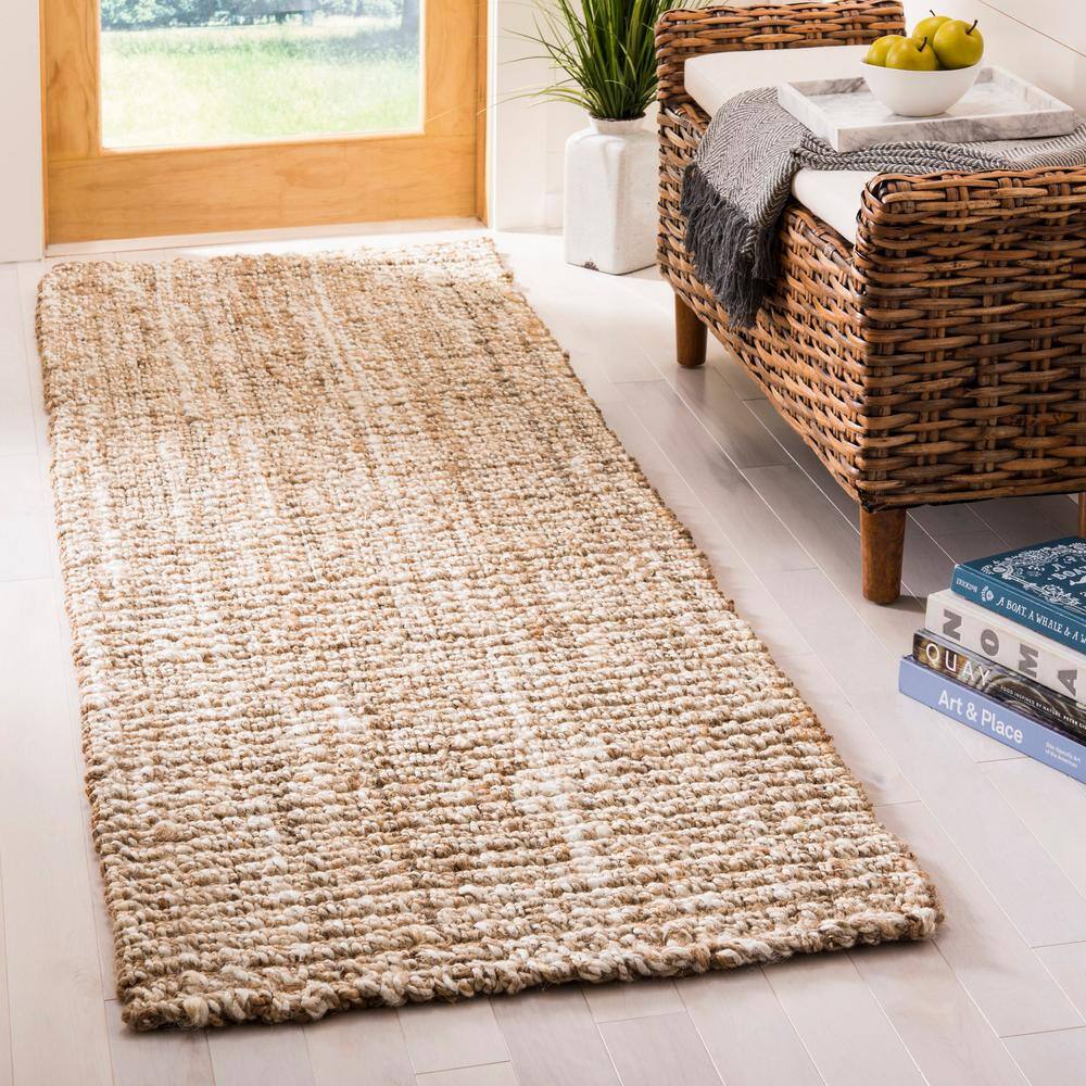 SAFAVIEH Natural Fiber Beige 3 ft. x 12 ft. Solid Runner Rug
