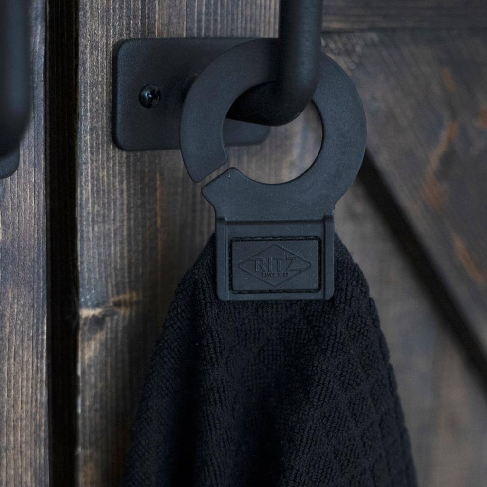 RITZ Hook and Hang Black Woven Cotton Kitchen Towel (Set of 2)