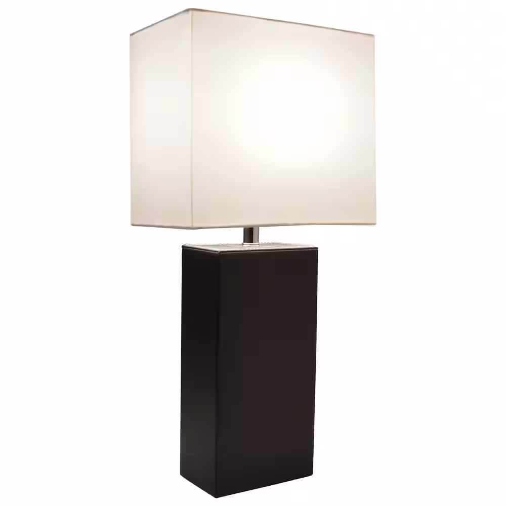 Elegant Designs 21 in. Black Modern Leather Table Lamp with USB