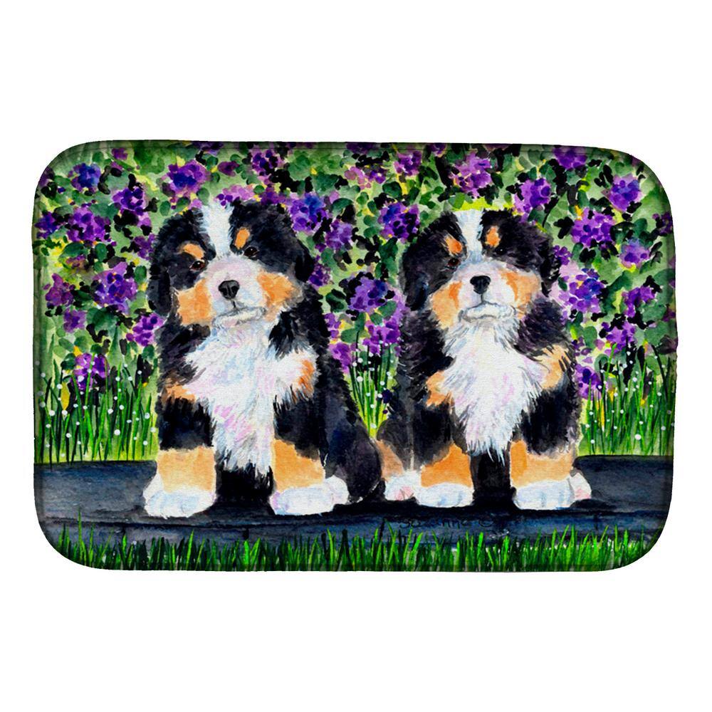 Caroline's Treasures 14 in. x 21 in. Multicolor Bernese Mountain Dog Dish Drying Mat