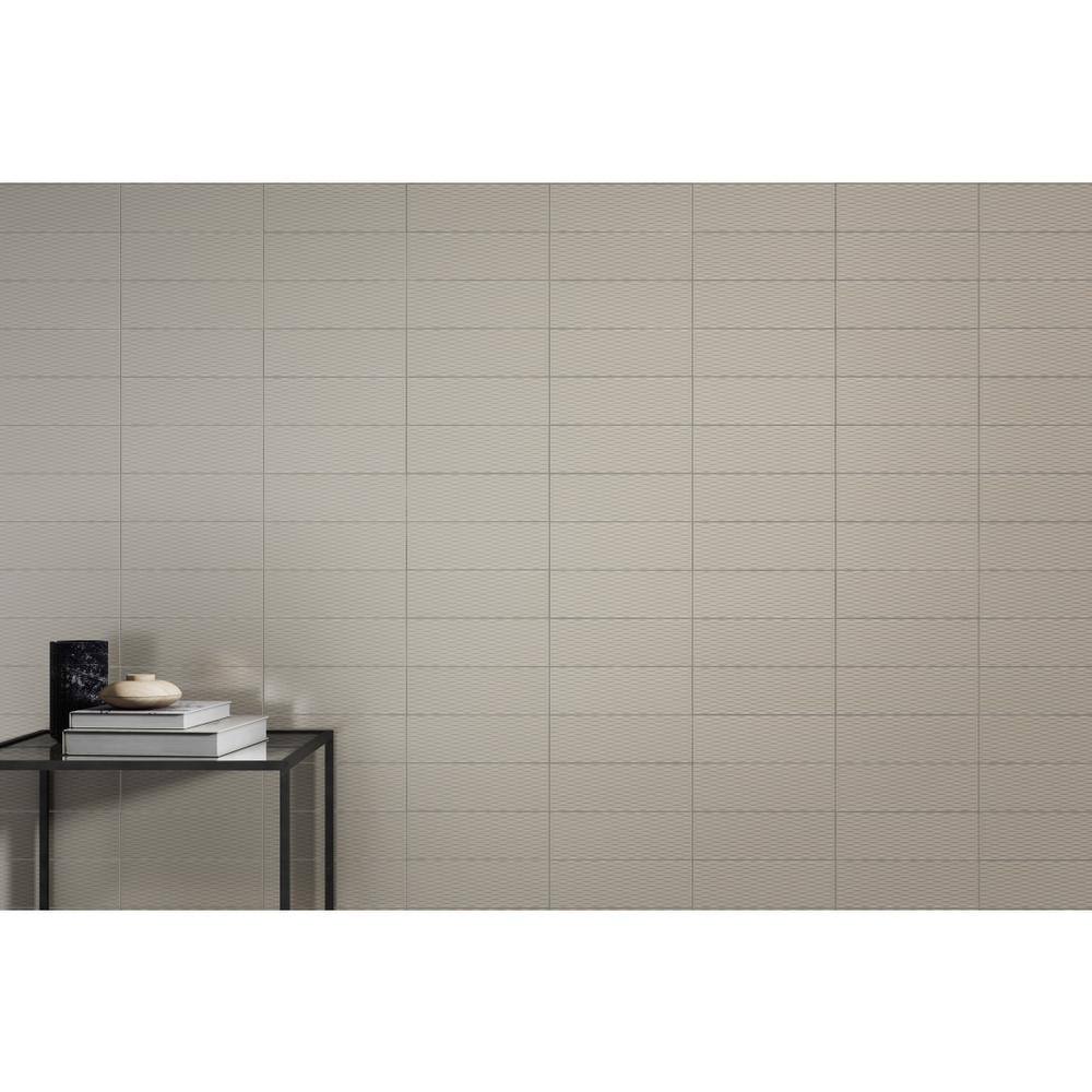EMSER TILE Motif II Taupe 3.82 in. x 11.69 in. Glossy Subway Ceramic Wall Tile (6.82 sq. ft./Case)