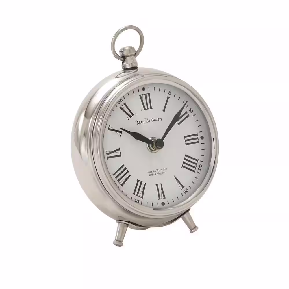 Litton Lane Silver Stainless Steel Analog Clock with Ring Top