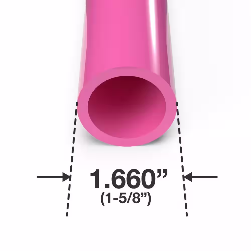 Formufit 1-1/4 in. x 5 ft. Furniture Grade Schedule 40 PVC Pipe in Pink, Pressure (2-Pack)
