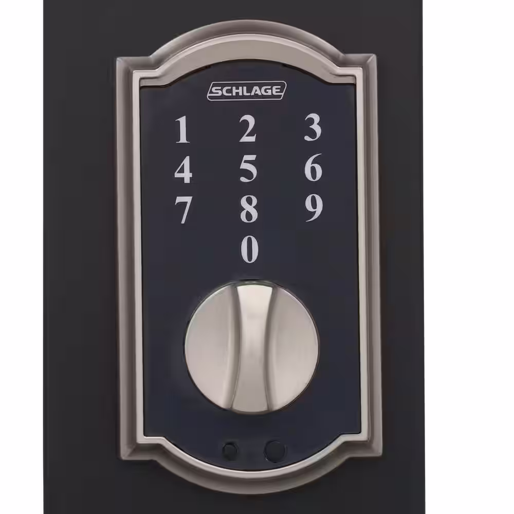 Schlage Camelot Satin Nickel Electronic Touch Keyless Touchscreen Deadbolt with Thumbturn