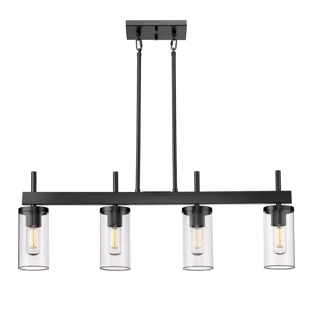 Golden Lighting Winslett 4-Light Matte Black Linear Pendant