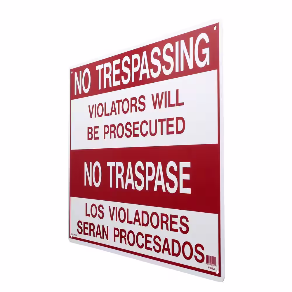 Lynch Sign 20 in. x 14 in. No Trespassing - No Traspase Sign Printed on More Durable, Thicker, Longer Lasting Styrene Plastic