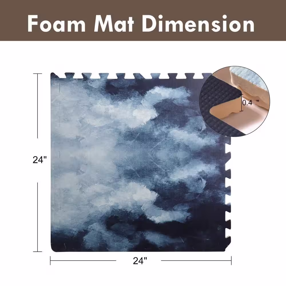 None 24 in. x 24 in. x 0.4 in. Headroom EVA Interlocking Foam Floor Mat for Exercise Protect Flooring (6-Tiles) (24 sq. ft.)
