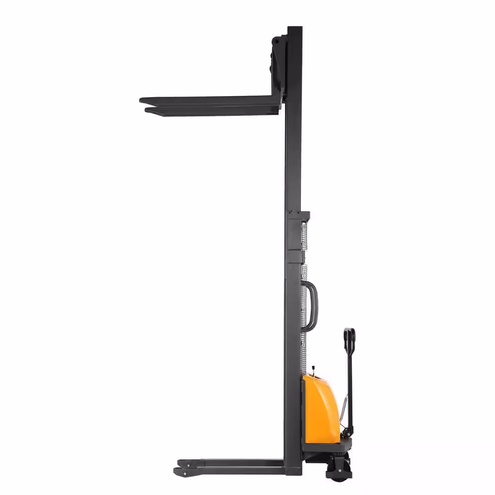 None 3300 lbs. Fixed Legs Semi Electric Stacker 118 in. Lift Height Walkie Stacker with Adjustable Forks