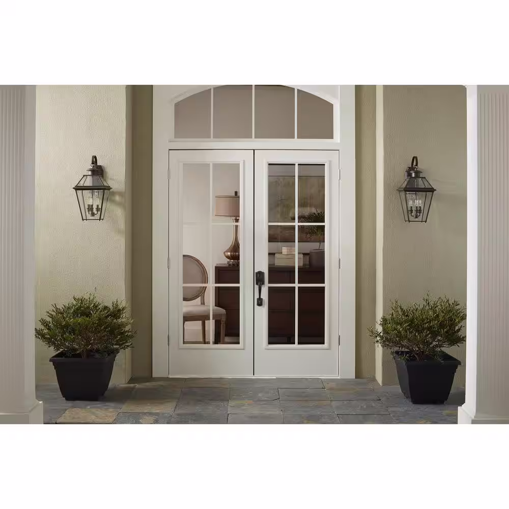 Progress Lighting Burlington Collection 3-Light Antique Bronze Clear Beveled Glass New Traditional Outdoor Large Wall Lantern Light