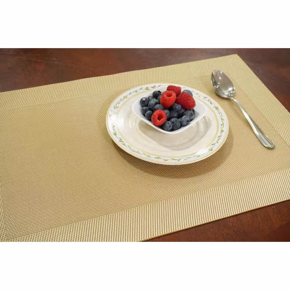 Dainty Home Santa Monica Reversible Fine Woven Mesh Textilene Metallic Border Set of 6 Placemat Set, 13