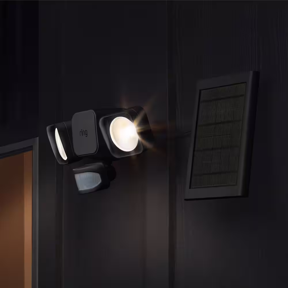 Ring Smart Lighting Black Motion Activated Solar Outdoor Integrated LED Flood Light