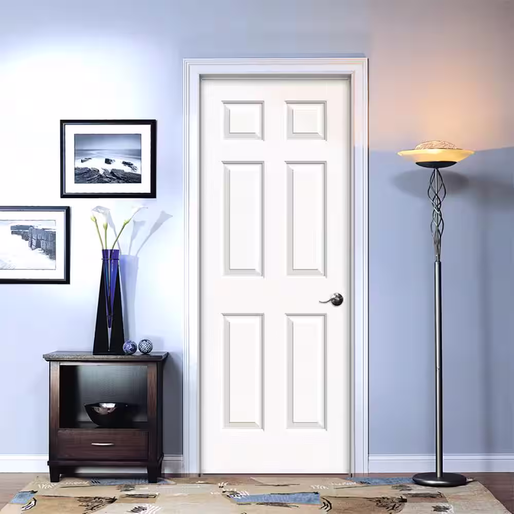 JELD-WEN Textured 6-Panel Solid Core Primed Composite Molded Single Prehung Interior Door