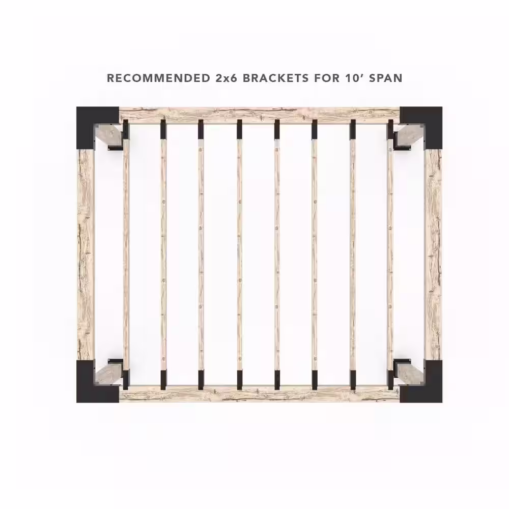 TOJA GRID Pergola Kit with 2x6 Knect Brackets, for 6x6 Wood