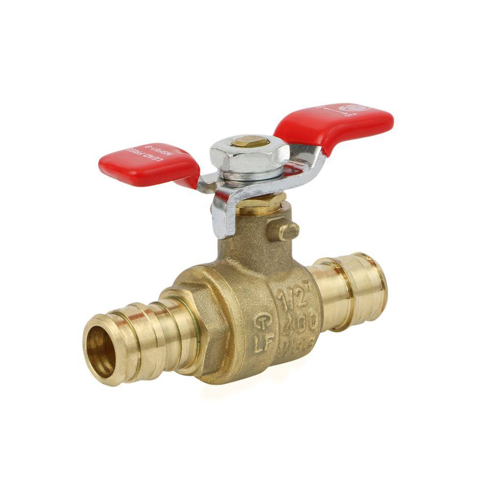 The Plumber's Choice 1/2 in. Heavy Duty Brass Full Port T-Handle PEX Ball Valve with Expansion Pex Connection (10-Pack)