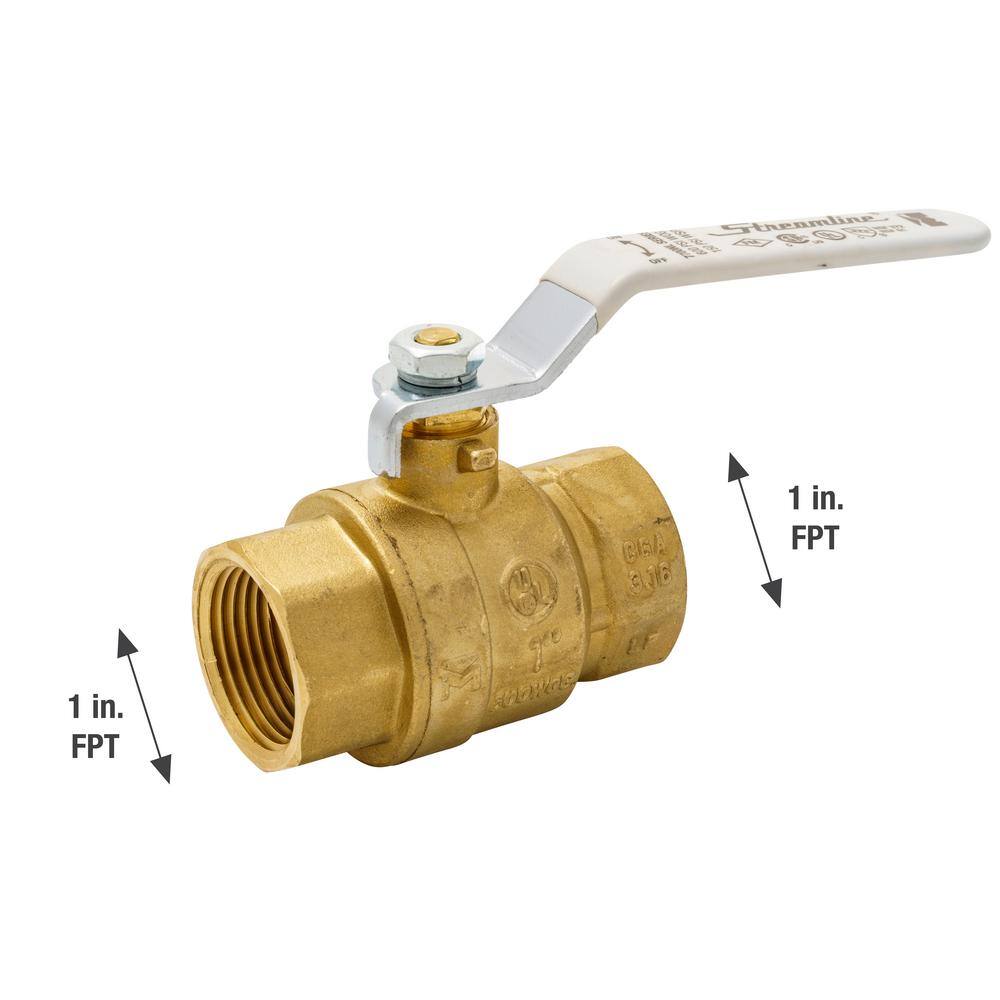 Streamline 1 in. Brass FPT Full Port Packing Gland Ball Valve