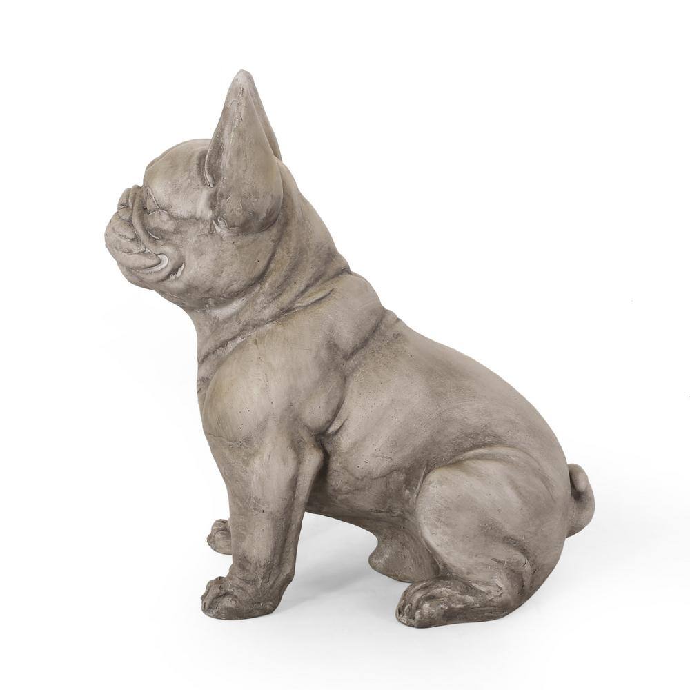 Noble House Delamore 16 in. Grey French Bulldog Garden Statue